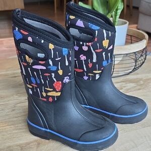 Bogs Kids Black Boots with Colorful Pattern